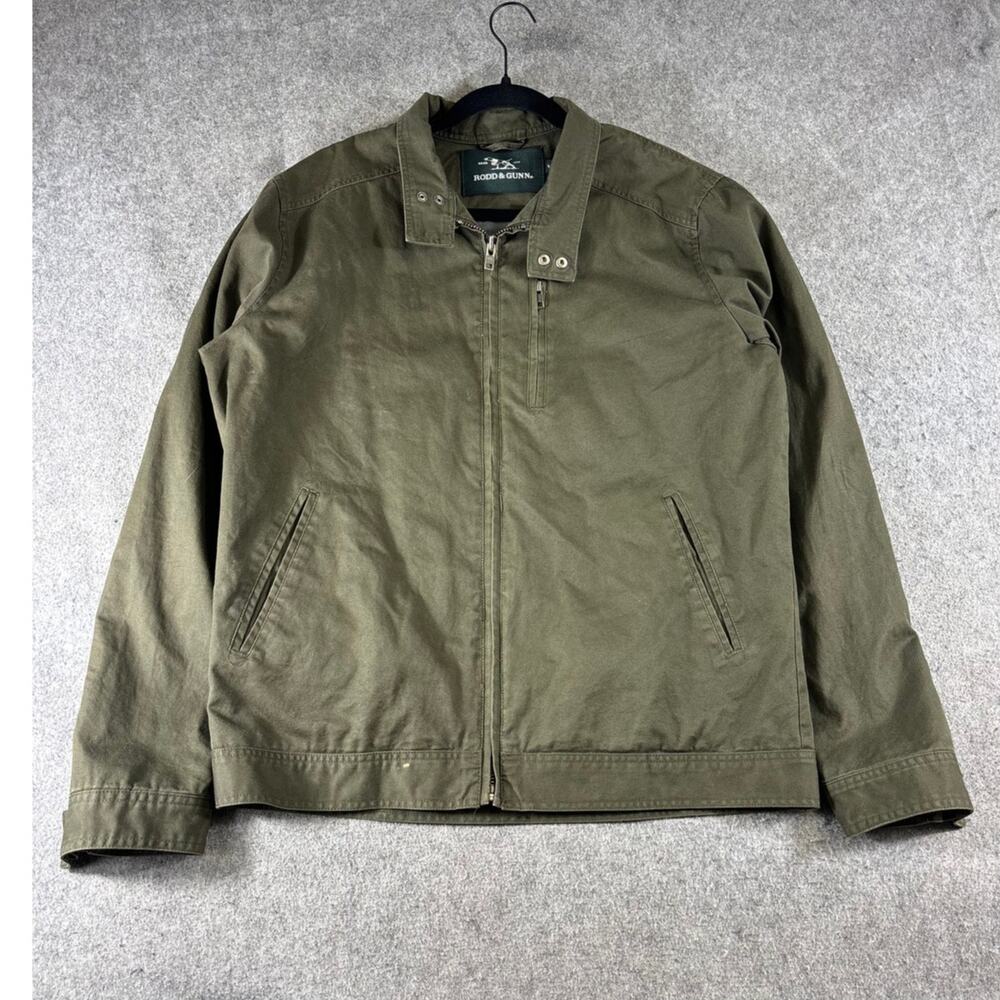 Rodd & Gunn Armitage Jacket Mens Large Green Army Twill Full Zip Harrington